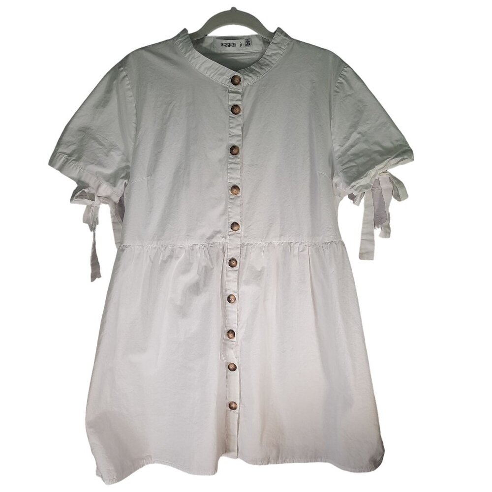 MISSGUIDED White Short Sleeve Casual Peplum Mini Dress - Picture 3 of 10